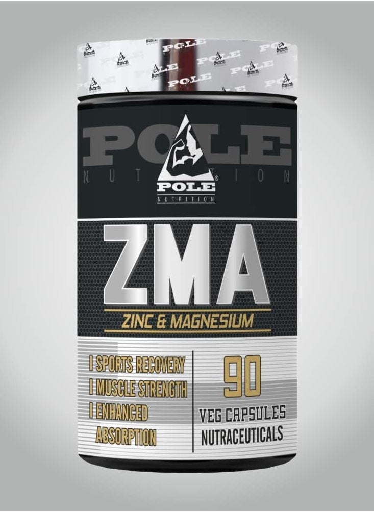 POLE NUTRITION - ZMA 90 Veg Capsules (45 Servings) - Zinc, Magnesium & Vitamin B6 for Muscle Recovery & Sleep Support - Image 1