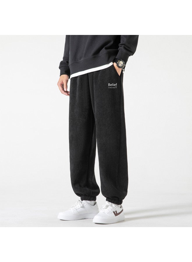 Warrior Fleece Lined Optional】men's Corduroy Pants, Loose Fit Joggers With Cuffed Ankles, Casual Sportswear Trousers - Image 3