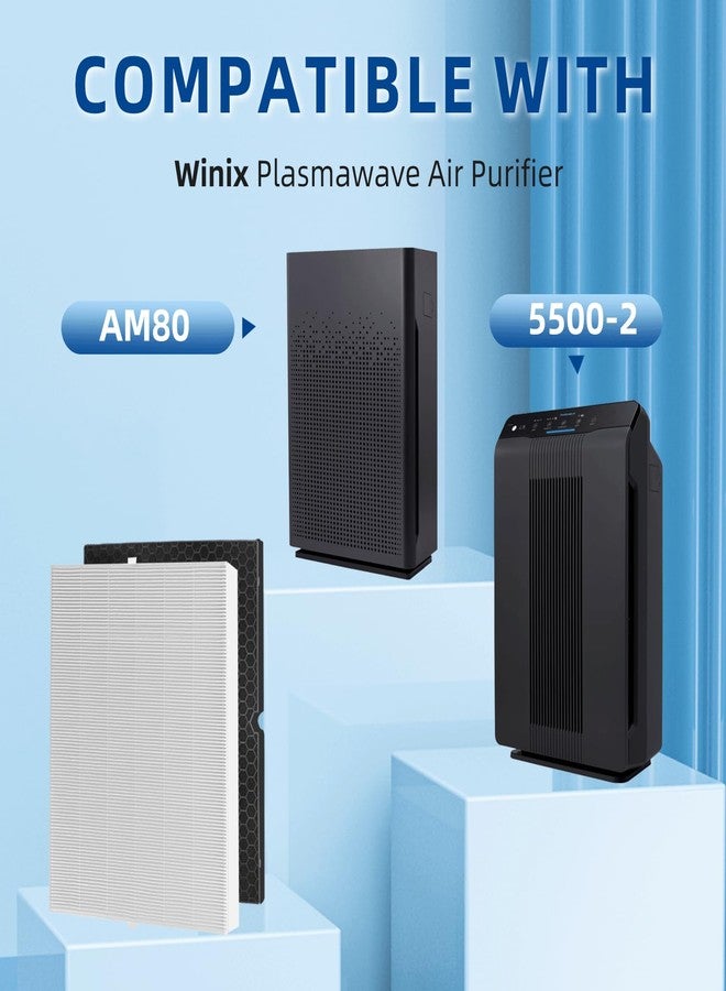 APPLIANCEMATES 116130 Replacement Filter H for Winix 5500-2 AM80 Plasmawave Air Purifier, TRUE HEPA and Activated Carbon Filter by APPLIANCEMATES,2 Combo - Image 3
