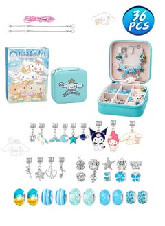 Sanrio 36PCS Charm Bracelet Making Kit, Girls Beads for Jewelry Making Kit, with Jewelry Box, for DIY Craft Jewelry Gift, For 7-14 Year Old Girl（Blue）  - Image 1