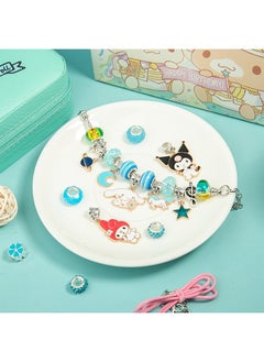 Sanrio 36PCS Charm Bracelet Making Kit, Girls Beads for Jewelry Making Kit, with Jewelry Box, for DIY Craft Jewelry Gift, For 7-14 Year Old Girl（Blue）  - Image 5