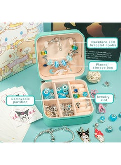 Sanrio 36PCS Charm Bracelet Making Kit, Girls Beads for Jewelry Making Kit, with Jewelry Box, for DIY Craft Jewelry Gift, For 7-14 Year Old Girl（Blue）  - Image 4
