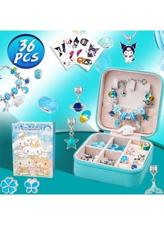 Sanrio 36PCS Charm Bracelet Making Kit, Girls Beads for Jewelry Making Kit, with Jewelry Box, for DIY Craft Jewelry Gift, For 7-14 Year Old Girl（Blue）  - Image 3