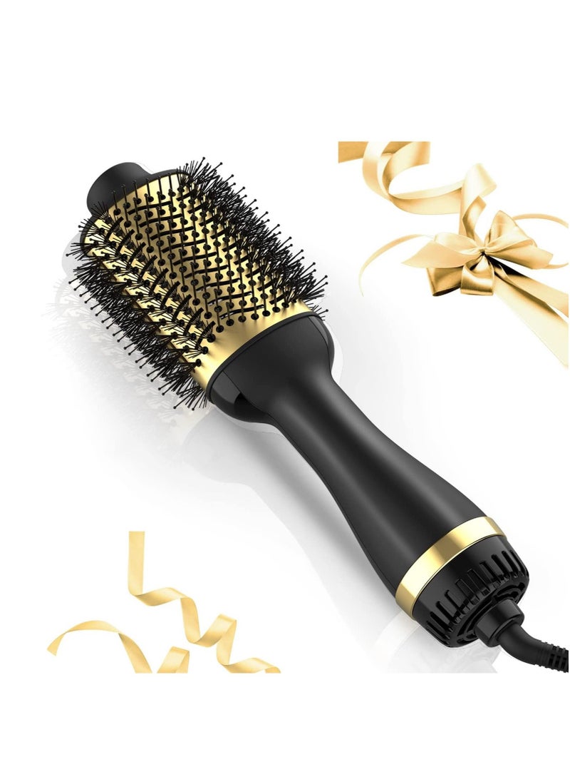 One Step Multifunctional Hot Air Hair Styling Brush Dryer And Styler 3 In 1 Black Gold  - Image 4