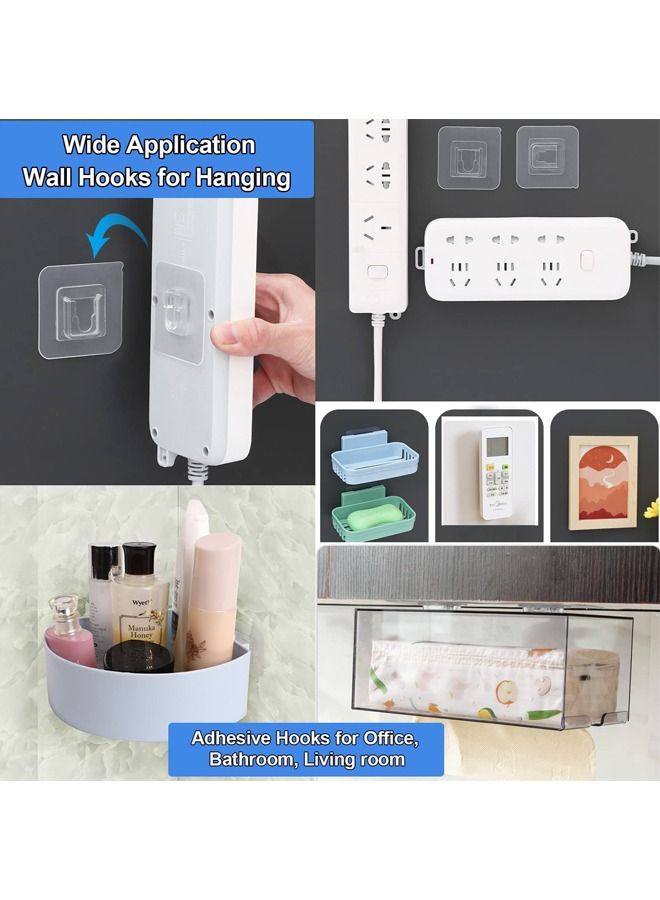 PADOM Padom Double-Sided Adhesive Wall Hooks, Waterproof and Oilproof Reusable Seamless Hooks, Without Punching and Nails Heavy Duty Self-Adhesive Wall Hook for Kitchen Bathroom Office（10 pairs）  - Image 2