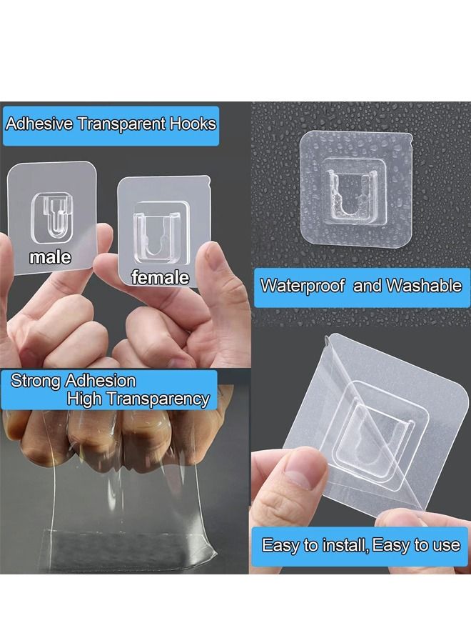 Padom Double-Sided Adhesive Wall Hooks, Waterproof and Oilproof Reusable Seamless Hooks, Without Punching and Nails Heavy Duty Self-Adhesive Wall Hook for Kitchen Bathroom Office（10 pairs）