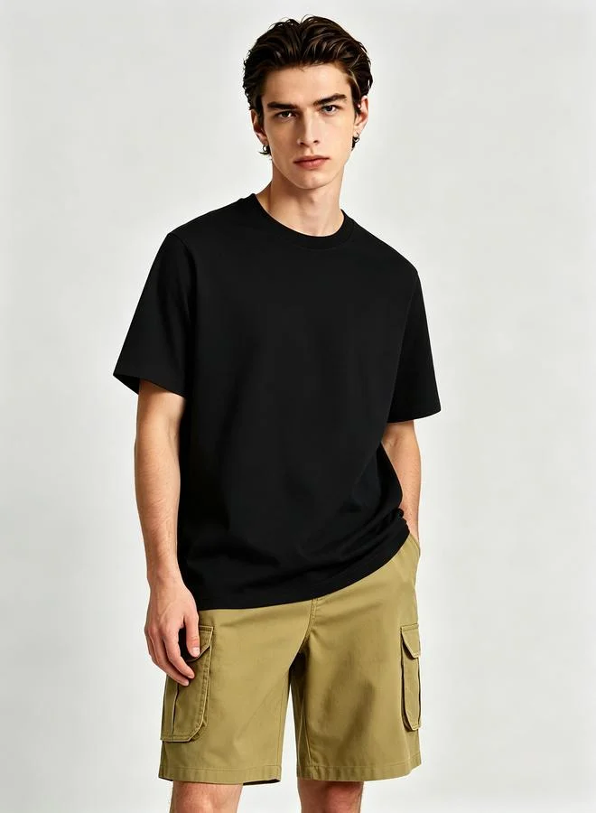 Take Two Men Black Round Neck Short Sleeve T-Shirt