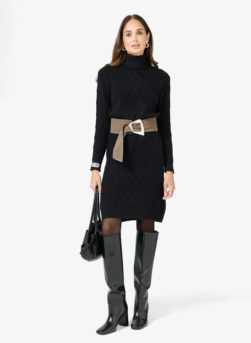 ELLA Cable Knit Sweater Dress