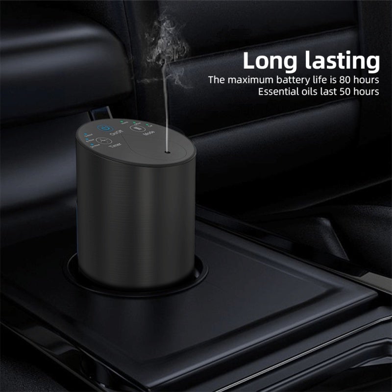 Car Air Freshener Black Water-free & Hassle-free Aroma Diffuser - Rechargeable 2400mAh Battery & 80 Hours Runtime Aromatherapy Essential Oil Diffuser for Car Interior & On-the-go Use - Image 2