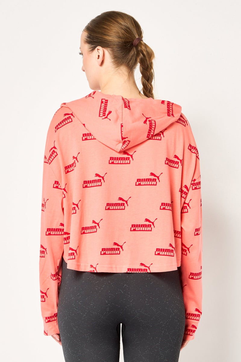 PUMA هودي نسائي بأكمام طويلة ومريحة، خفيف الوزن، خارجي، برتقالي - Image 4