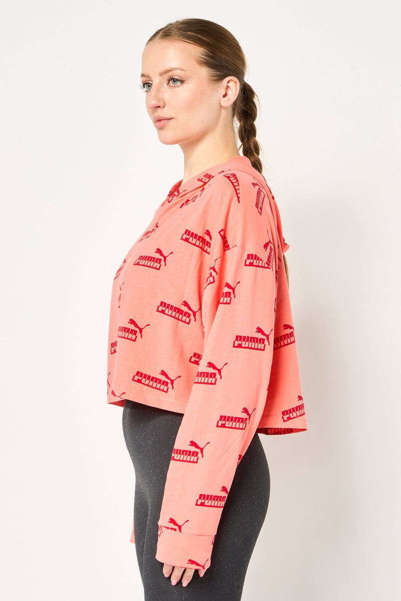 PUMA هودي نسائي بأكمام طويلة ومريحة، خفيف الوزن، خارجي، برتقالي - Image 2