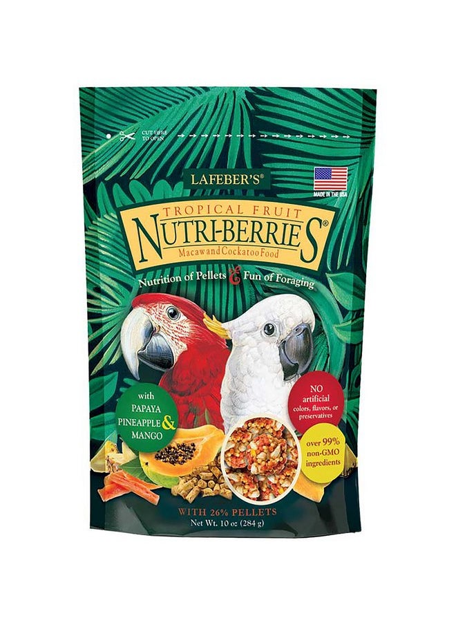 لافيبيرز طعام الطيور الأليفة LAFEBER'S Tropical Fruit Nutri-Berries، مصنوع من مكونات غير معدلة وراثيًا ومناسبة للبشر، للببغاوات والببغاوات، 10 أونصة  - Image 1