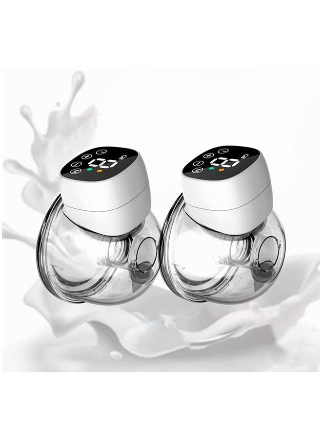 Gonice - 2 Piece Wearable Hands Free Invisible Electric Low Noise Breast Pump With 3 Modes 9 Levels Suction LED Touchscreen Display White - Image 1
