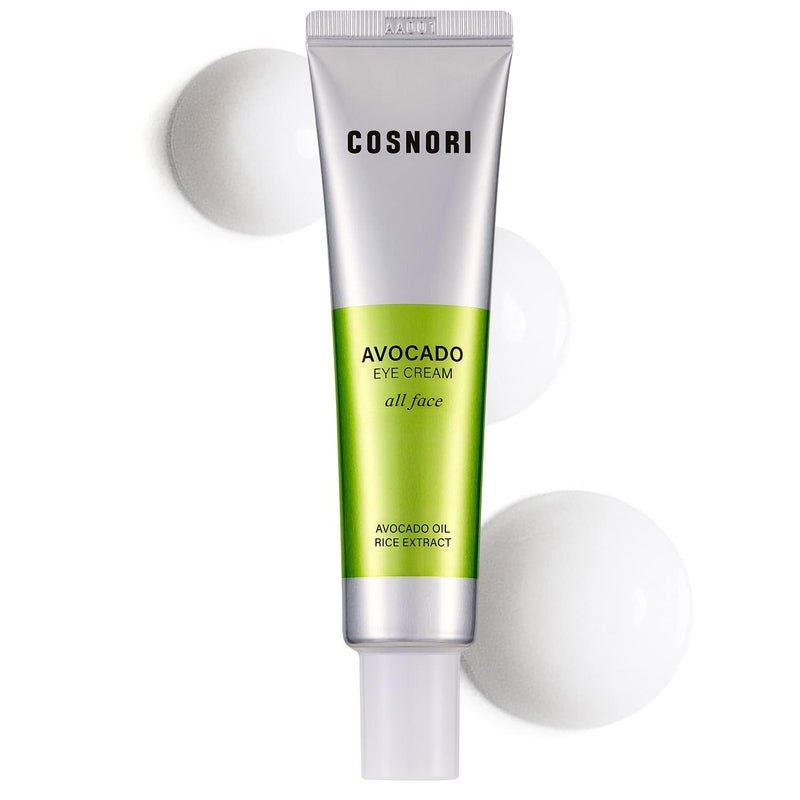 COSNORI Avocado Eye Cream  Nourishing Eye and Face Cream  with Organic Avocado and Rice Bran Extract  Korean Skincare  Anti Wrinkle and Depuff  Irritation Free Formula 101 oz