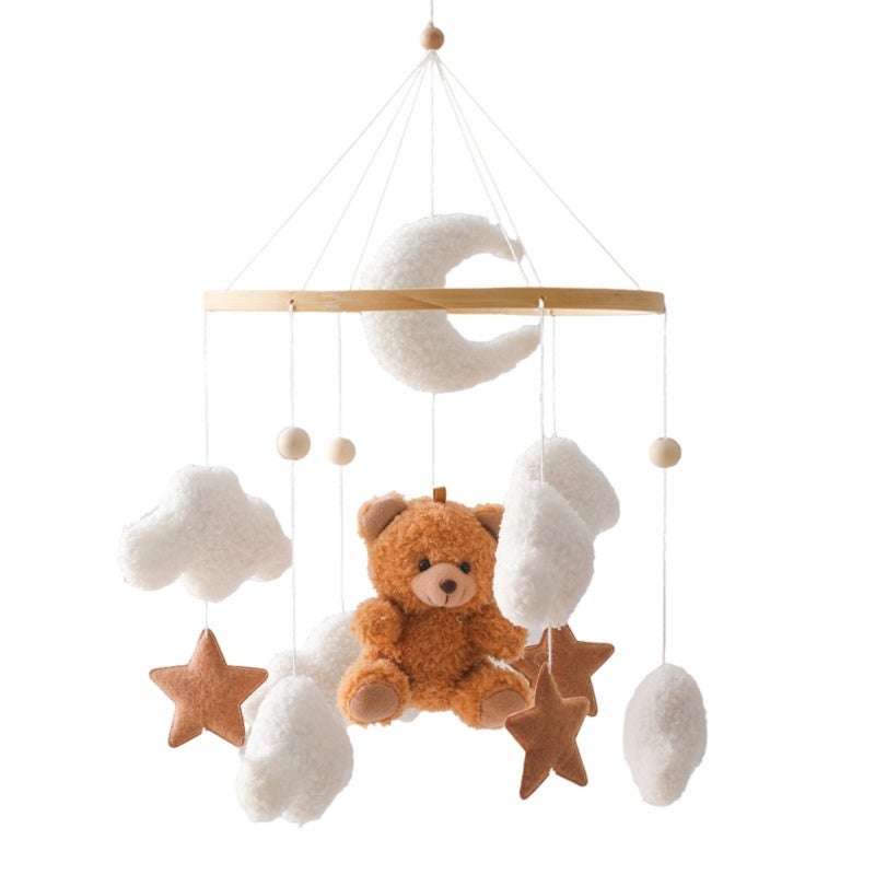 Brown Bear Crib Mobile - Soft Teddy Velvet Fabric Hanging Mobile for Newborns Infants Nursery Crib Decor - Image 1