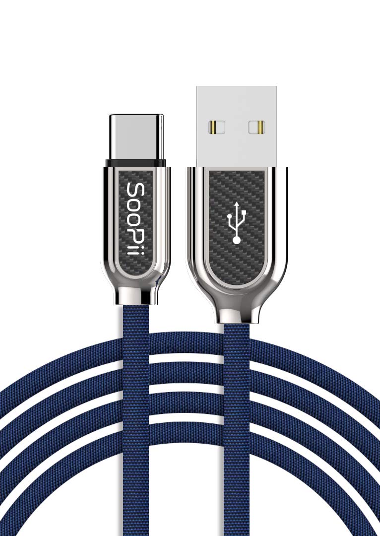 Soopii Premium C Type Reversible Quick and Fast Charging Cable Quick Charging USB Data Cable – 1Meter, Zinc Metal Header, Cloth Braided, Support All C Type Phone. - Image 1