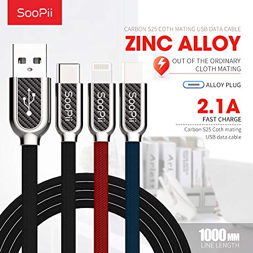 Soopii Premium C Type Reversible Quick and Fast Charging Cable Quick Charging USB Data Cable – 1Meter, Zinc Metal Header, Cloth Braided, Support All C Type Phone. - Image 2
