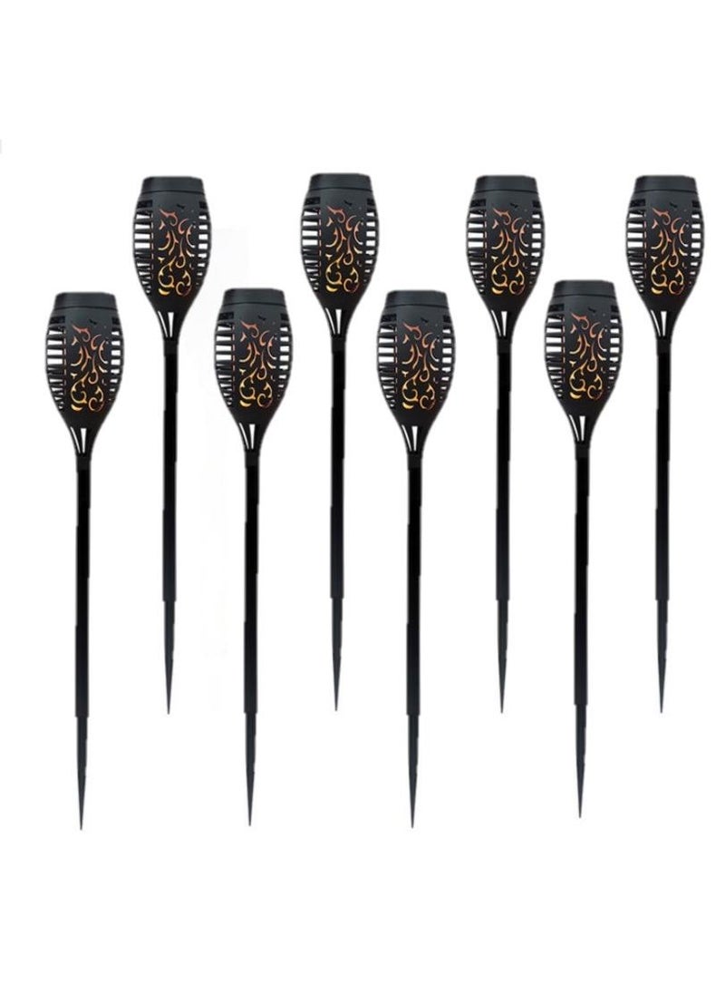 Bluejw 8-Piece Solar Powered Flame Lamp Torch Light Set Black  - Image 1