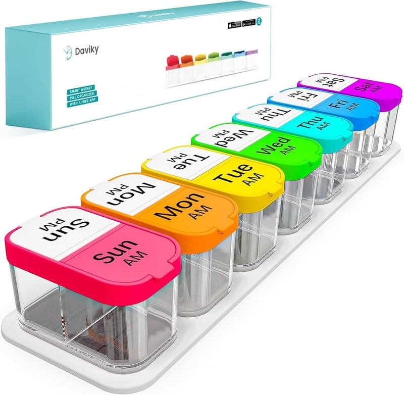 Extra Large Weekly Pill Organizer, XL Pill Box 2 Times a Day, 7 Day Am Pm Medicine Pill Organizer for Supplements, Big Daily Pill Case Holder with Oversized Container for All Your Vitamins