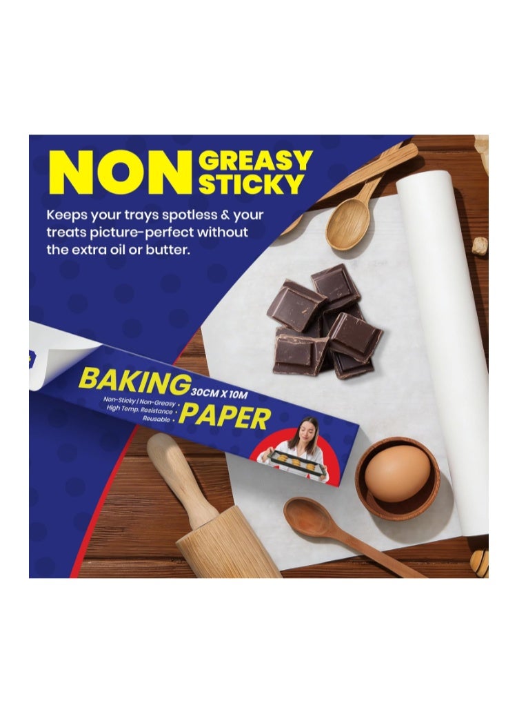 Silver Pot Baking Paper Roll 10 Meter x 30cm, Non-Stick Parchment Paper for Baking Cooking & Wrapping, Oven Safe & Food Grade Baking Sheet Liners - Image 5