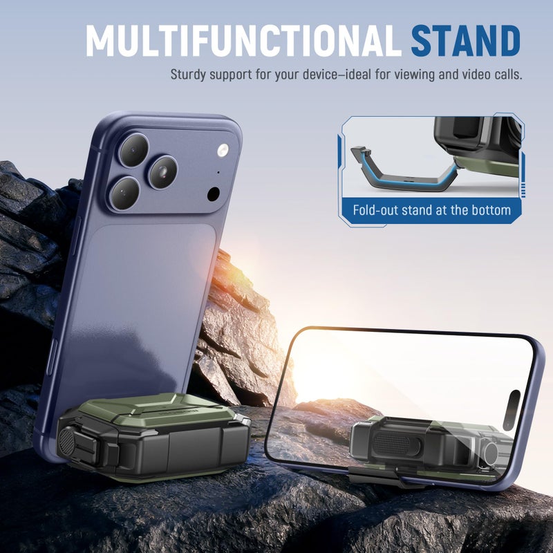 MOBOSI for AirPods Pro 3 Case [IP68 Waterproof Case for iPods Pro 3&Compatible with MagSafe] Military Grade Protective Earpods Pro3 Cover with Secure Lock, Keychain & Phone Stand (2025),Green - Image 5