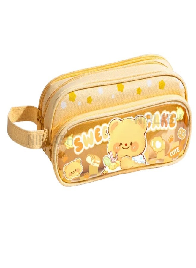 Funspark FunsparkMulti-Functional Soft Pencil Case for Girls – Large Capacity Zipper Pouch with Multiple Compartments – Aesthetic Stationery Organizer for School, College & Office (Sweet Cake) - Image 1