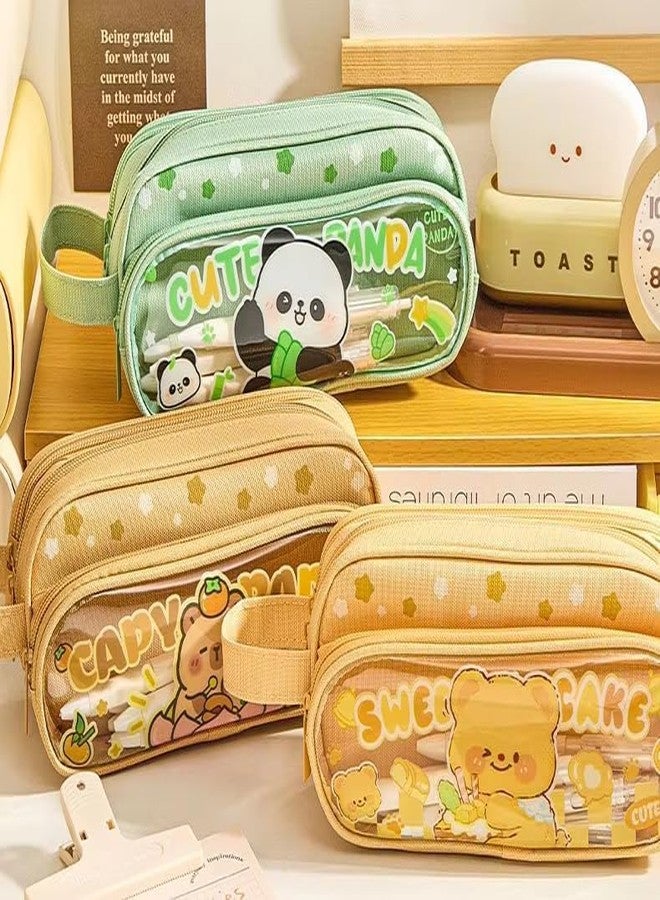 Funspark FunsparkMulti-Functional Soft Pencil Case for Girls – Large Capacity Zipper Pouch with Multiple Compartments – Aesthetic Stationery Organizer for School, College & Office (Sweet Cake) - Image 2