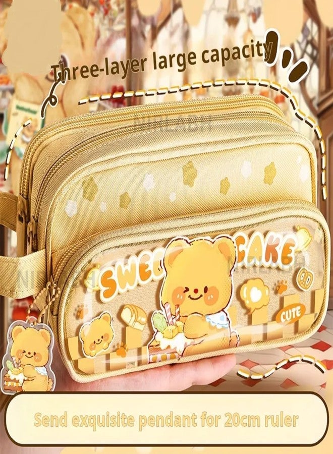 Funspark FunsparkMulti-Functional Soft Pencil Case for Girls – Large Capacity Zipper Pouch with Multiple Compartments – Aesthetic Stationery Organizer for School, College & Office (Sweet Cake) - Image 4