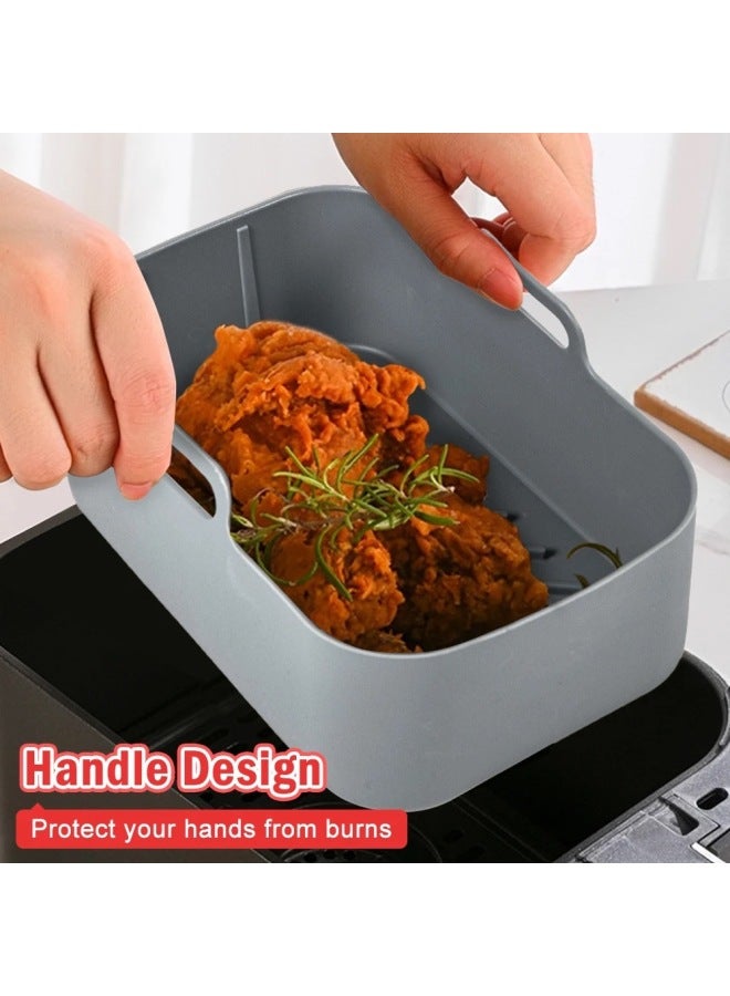 Food Grade Baking Pan Air Fryer Silicone Baking Pan Rectangular Air Fryer Baking Pan Oven Special Baking Tray-Specifications:Round Fryer (net Weight: 160g)-Color:Gray - Image 3