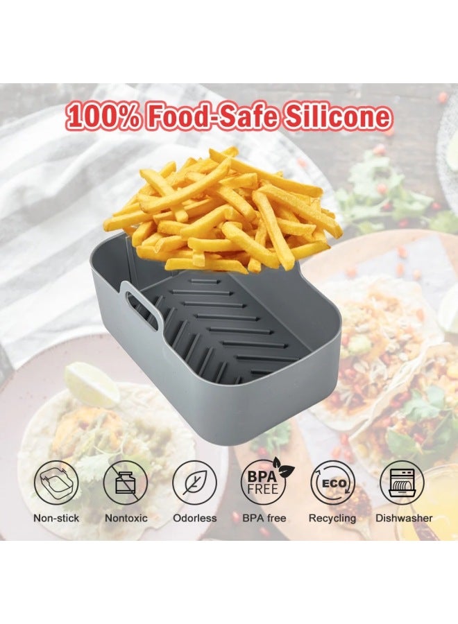 Food Grade Baking Pan Air Fryer Silicone Baking Pan Rectangular Air Fryer Baking Pan Oven Special Baking Tray-Specifications:Round Fryer (net Weight: 160g)-Color:Gray - Image 5