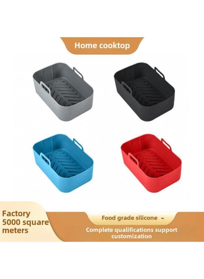 Food Grade Baking Pan Air Fryer Silicone Baking Pan Rectangular Air Fryer Baking Pan Oven Special Baking Tray-Specifications:Round Fryer (net Weight: 160g)-Color:Gray - Image 2