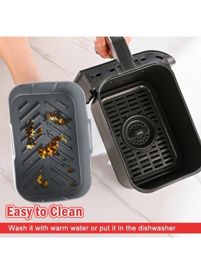 Food Grade Baking Pan Air Fryer Silicone Baking Pan Rectangular Air Fryer Baking Pan Oven Special Baking Tray-Specifications:Round Fryer (net Weight: 160g)-Color:Gray - Image 4