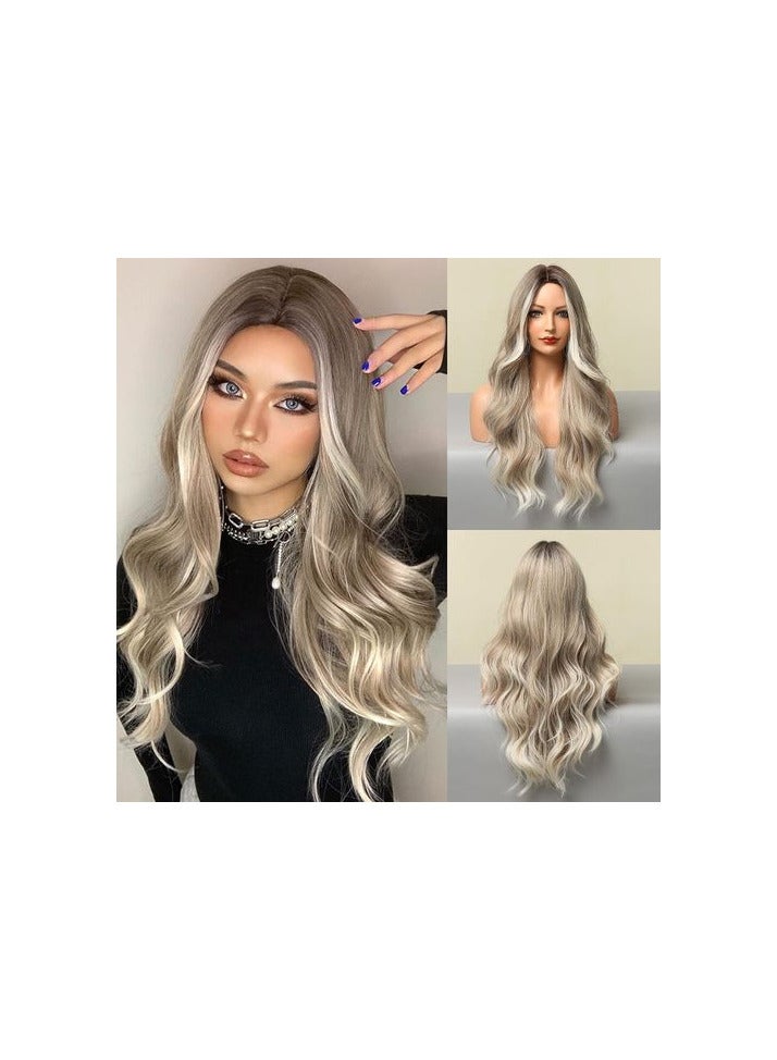 باروكة شعر صناعي  طويل  مموج  بلون اشقر شعر حراري فايبر - Image 1