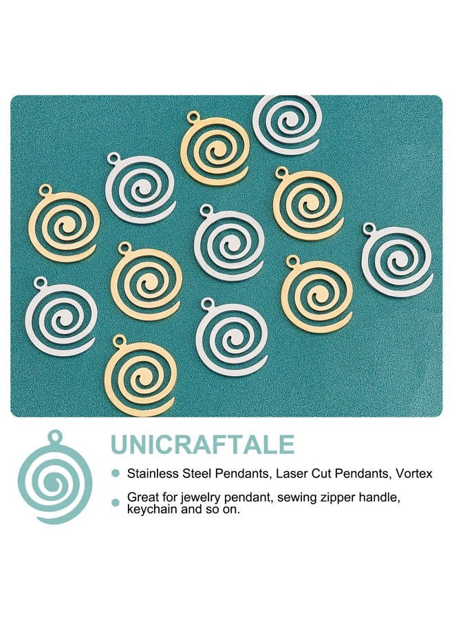 UNICRAFTALE 12Pcs 2 Colors Swirl Spiral Charms Stainless Steel Vortex Pendants Circle Round Spiral Wave Charms for Jewelry Making 18x15x1mm, 18mm long, Stainless Steel - Image 4