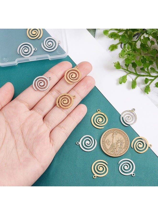 UNICRAFTALE 12Pcs 2 Colors Swirl Spiral Charms Stainless Steel Vortex Pendants Circle Round Spiral Wave Charms for Jewelry Making 18x15x1mm, 18mm long, Stainless Steel - Image 2