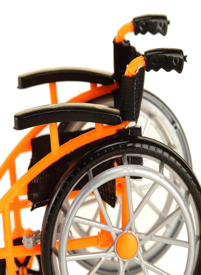 Dranvosk Dollhouse Miniature Wheelchair and Crutches Set for Dolls, Miniature Furniture Accessories, Mini Crutches Toy for Dollhouse Decor and Model Displays(Orange) - Image 4