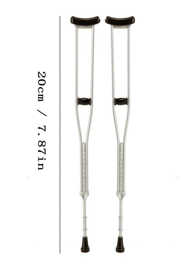 Dranvosk Dollhouse Miniature Wheelchair and Crutches Set for Dolls, Miniature Furniture Accessories, Mini Crutches Toy for Dollhouse Decor and Model Displays(Orange) - Image 3