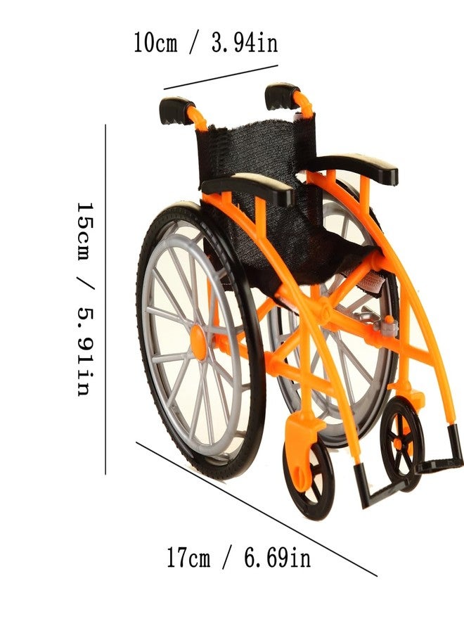 Dranvosk Dollhouse Miniature Wheelchair and Crutches Set for Dolls, Miniature Furniture Accessories, Mini Crutches Toy for Dollhouse Decor and Model Displays(Orange) - Image 2