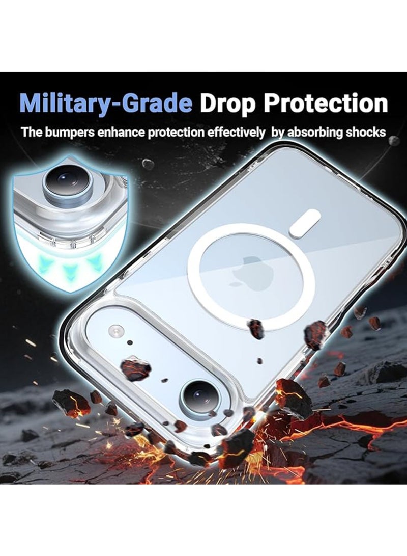 WRISTWISE Case Cover for iPhone 17 Air Case Clear with 1 Screen Protector, [Anti-Yellowing][Military-Grade Protection] Shockproof Slim Magnetic iPhone 17 Air Case 6.5 inch, Transparent - Image 3