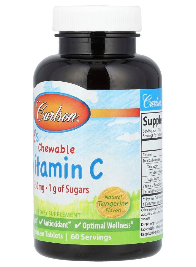 Carlson فيتامين سي القابل للمضغ للأطفال - اليوسفي الطبيعي 250 ملغ 60 قرص نباتي - Image 2
