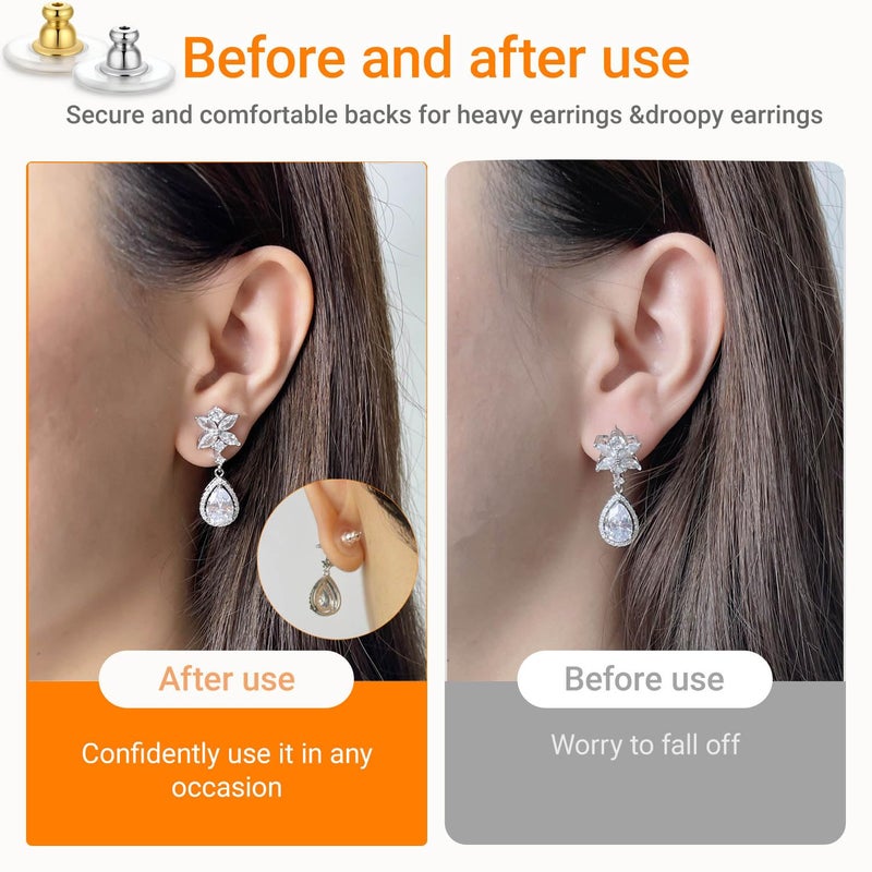 Hazifes Earring Backs for Heavy Droopy Earrings - 12mm/0.47 Inch Large Secure Locking Backs for Women & Men for Any Occasion, Durable and Stylish Earring Backing Replacement for Studs, Silver 6 PCS - Image 5
