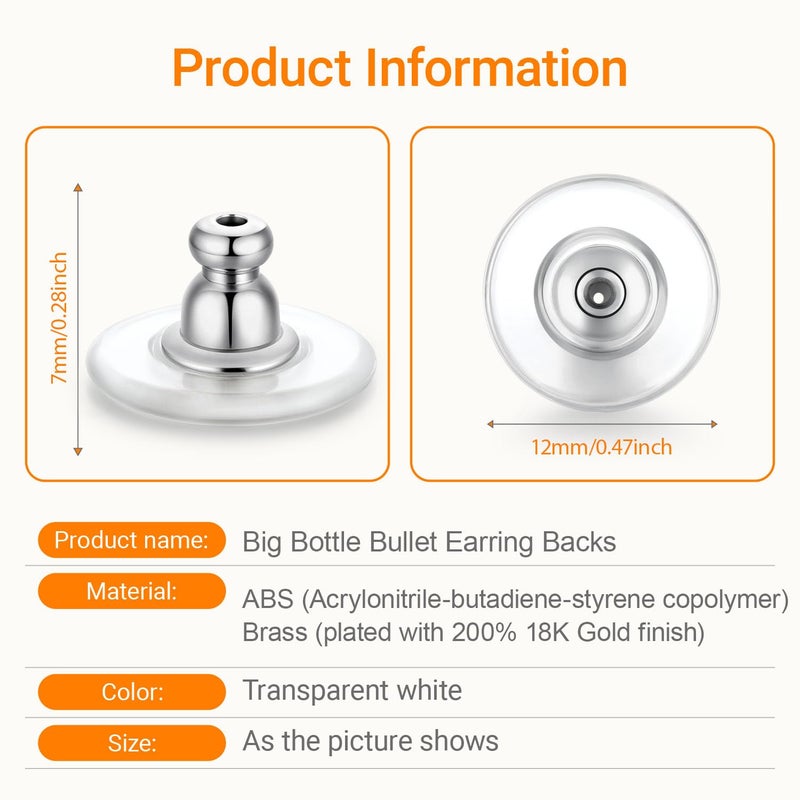 Hazifes Earring Backs for Heavy Droopy Earrings - 12mm/0.47 Inch Large Secure Locking Backs for Women & Men for Any Occasion, Durable and Stylish Earring Backing Replacement for Studs, Silver 6 PCS - Image 4