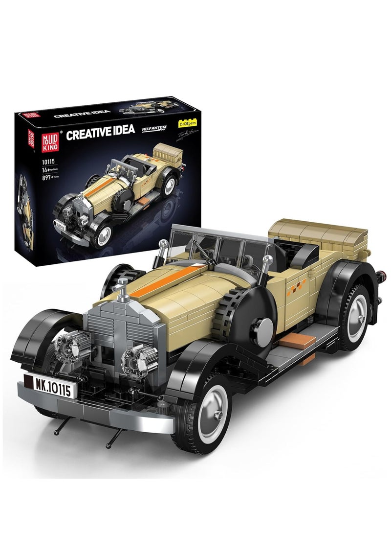 mould king 10115 Classic Vintage Car Building Kit, Educational Retro Car Building Blocks Sets, 1:16 Scale Convertible Sports Cars Display Model, Collectible Set for Adults to Build, Boy & Girl Toys for Teen - Image 1