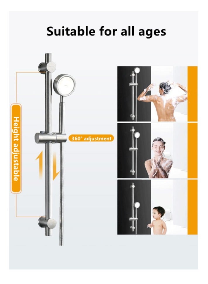 Kutis 1-Set Bathroom Shower System Shower Faucet Shower Head Shower Stand Set Stainless Steel Silver  - Image 3