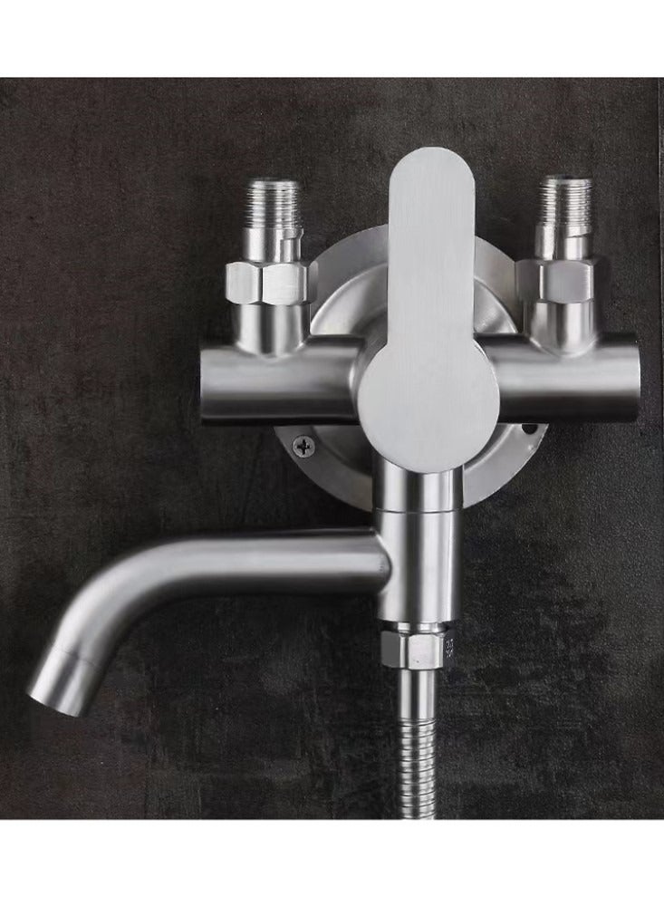Kutis 1-Set Bathroom Shower System Shower Faucet Shower Head Shower Stand Set Stainless Steel Silver  - Image 5