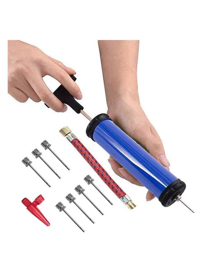 Portable Air Pump, Sports Ball Tool Inflator Ball Pump with 7 Pcs Needles, 1 Pcs Valve Adapter and 1 Pcs Air Hose for Football Basketball Volleyball Rugby Balloons Swim Inflatables Blue - Image 1