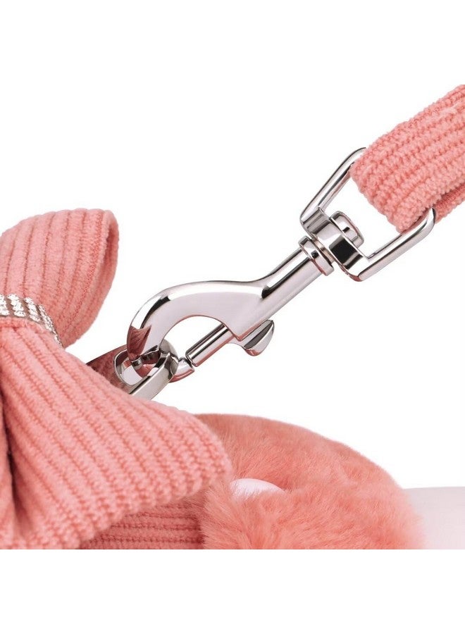 Beirui Cute Warm Small Dog Harness and Leash Set with Bow Tie, Soft Padded Puppy Harness with Removable Fur Collar, Adjustable Girl Dog Harness with Quick Release Buckles for Walking(Pink,S) - Image 5