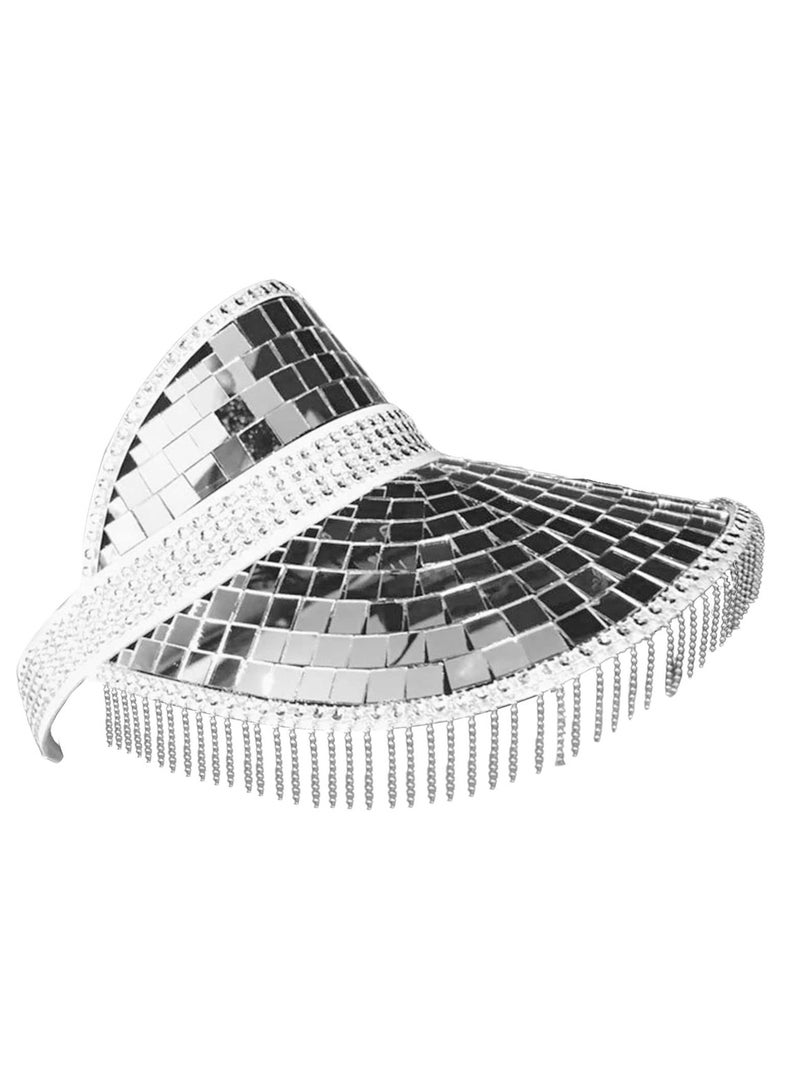 SYOSI Shiny Disco Ball Festival Visor Hat for Women Perfect for DJ Club Stage Party and Holiday Decoration 