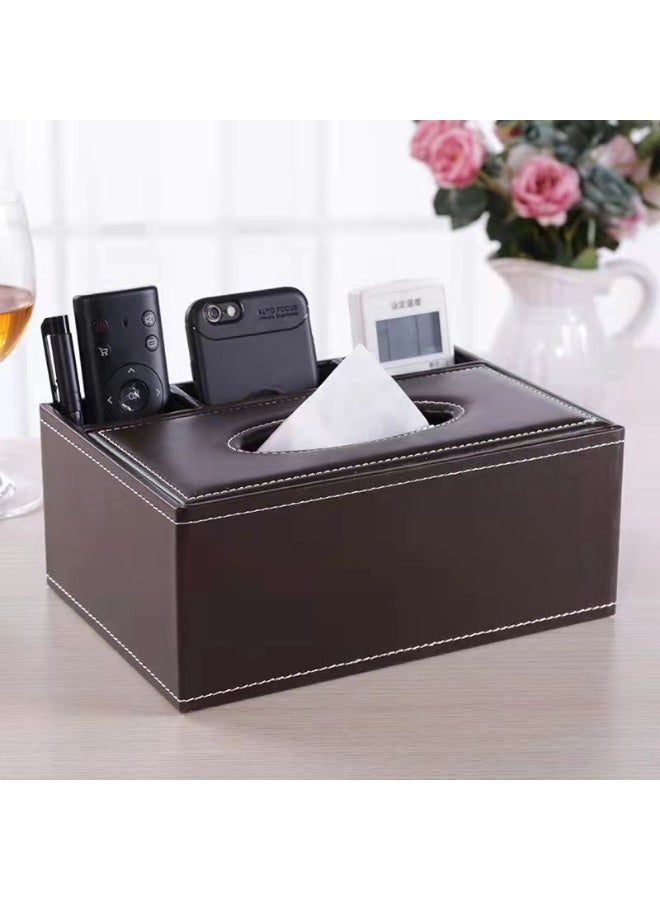 Rectangular Tissue Box Cover for Kleenex - Multifunctional Holder with Remote Control Slot - Decorative Nightstand Organizer and Bathroom Dispenser - Image 1