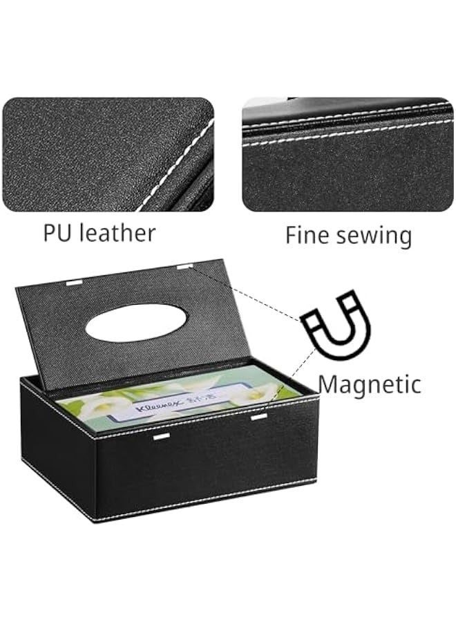 Rectangular Tissue Box Cover for Kleenex - Multifunctional Holder with Remote Control Slot - Decorative Nightstand Organizer and Bathroom Dispenser - Image 4